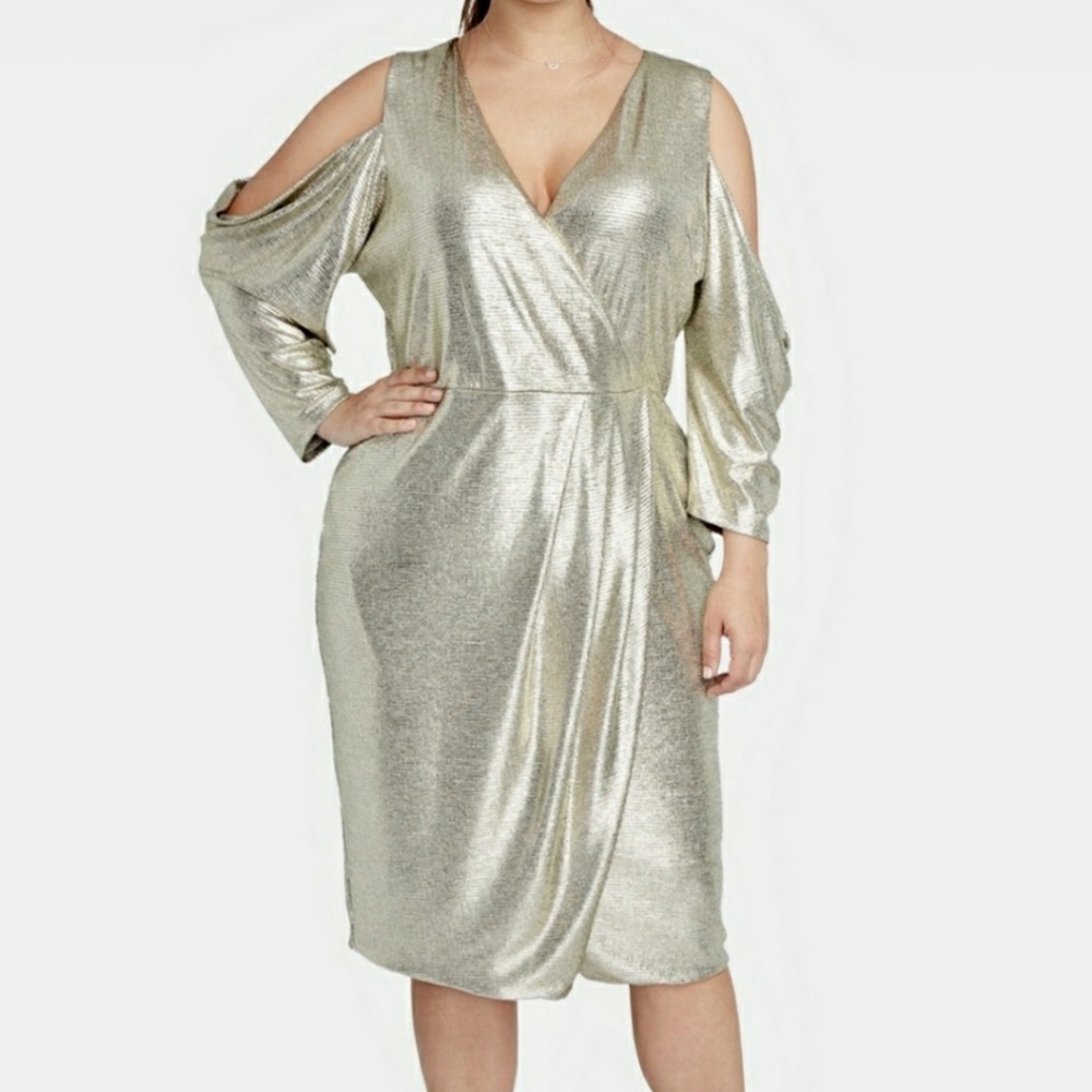 Gold cold shoulder Rachel Roy dress